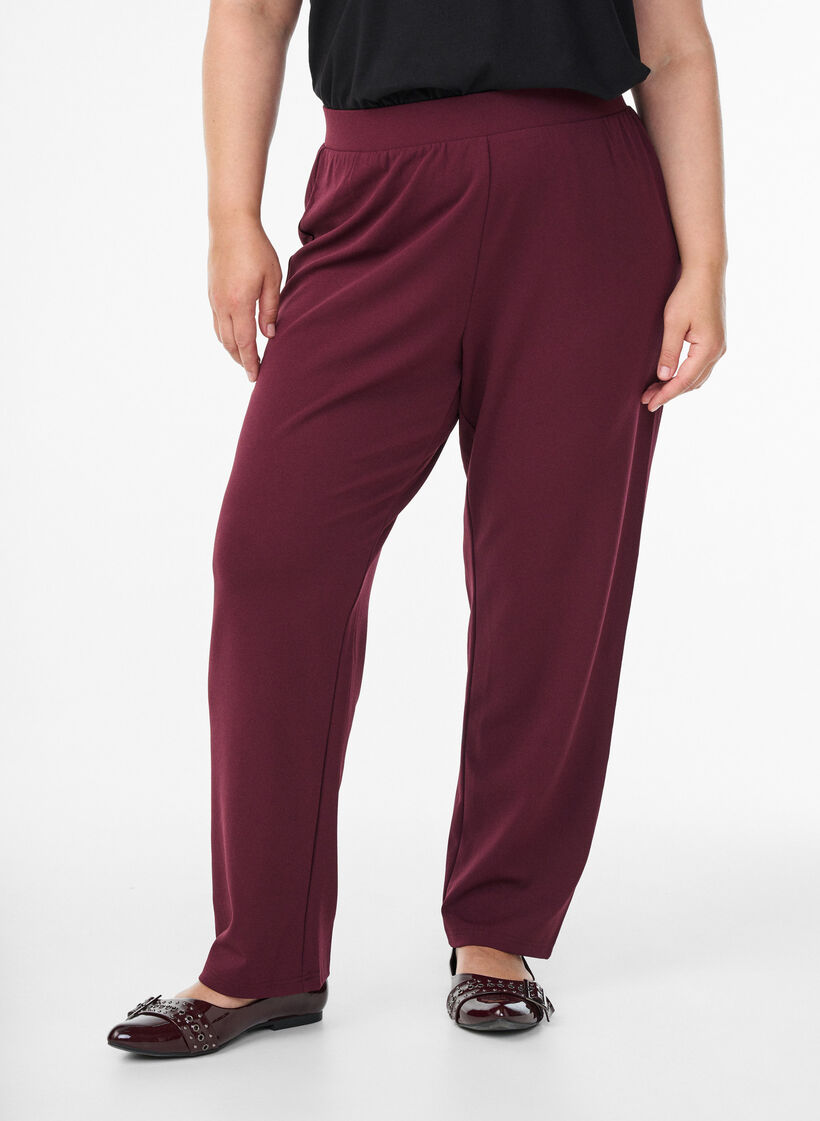 Pantalon &agrave; coupe droite, Bordeaux, Model image number 2