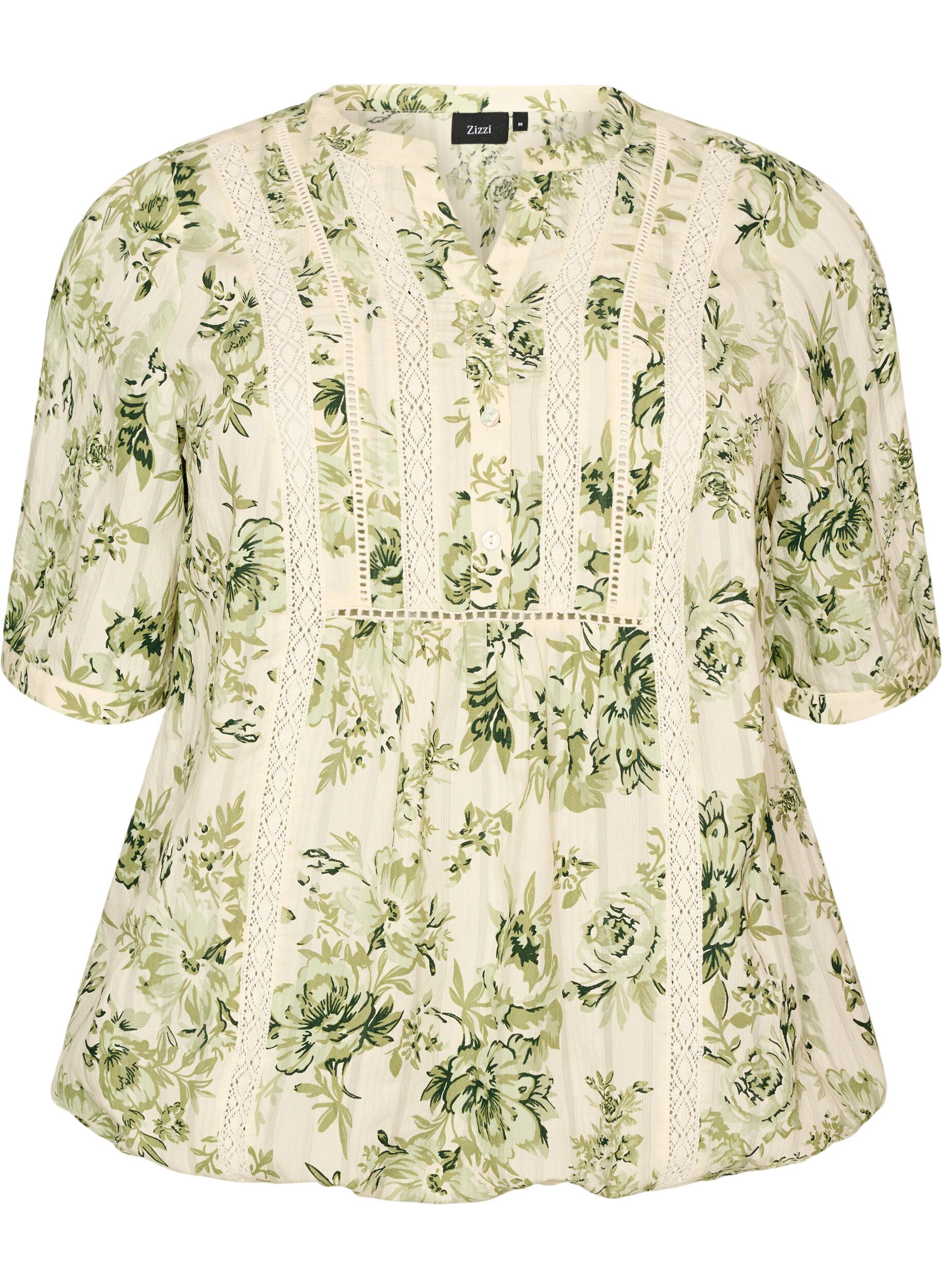 ZizziBlouse imprim&eacute;e &agrave; manches 1/2, Vert clair, Packshot image number 0