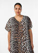 Robe &agrave; col en V en viscose, Marron, Model image number 2