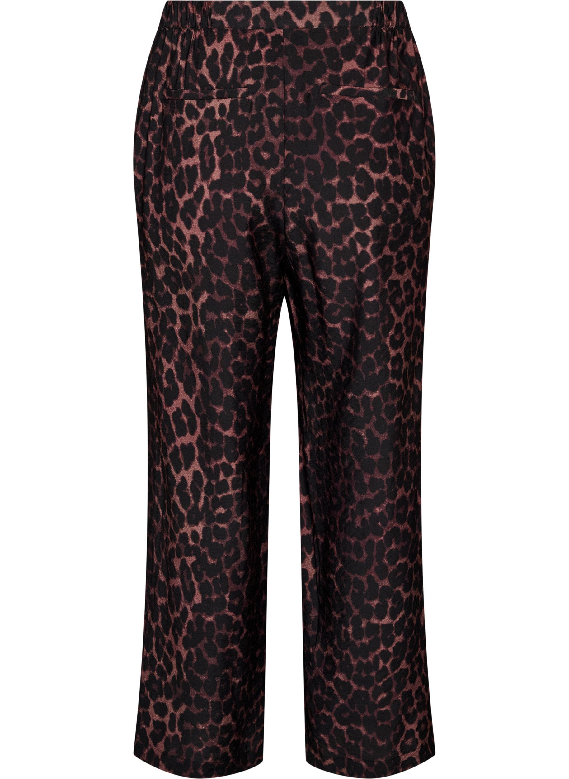 ZizziPantalon en viscose avec taille &eacute;lastiqu&eacute;e et jambes droites, Marron, Packshot image number 1