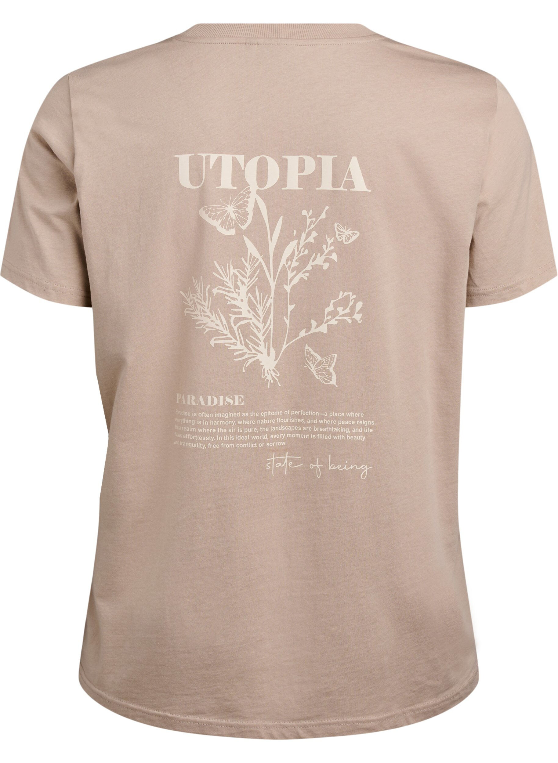 ZizziT-shirt avec imprim&eacute; de texte et col rond, Marron, Packshot image number 1