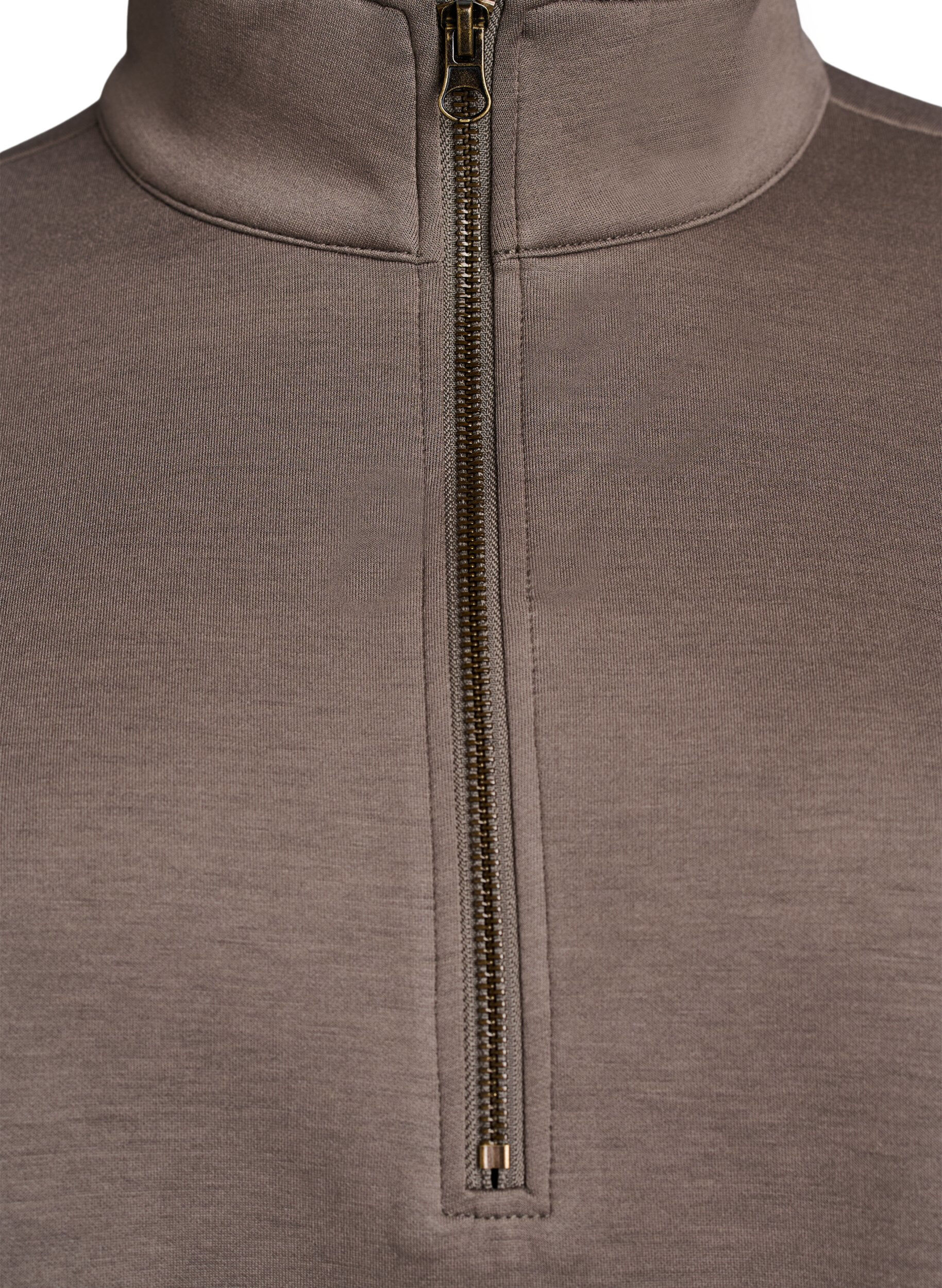 Zizzi Sweatshirt &agrave; manches courtes avec un col montant, Marron, Packshot image number 2