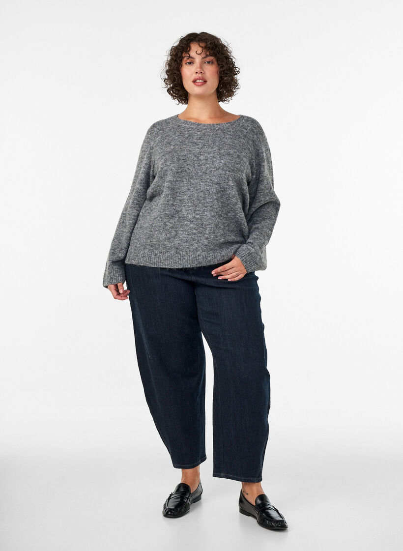 Pull ample &agrave; col rond, Gris, Model image number 1
