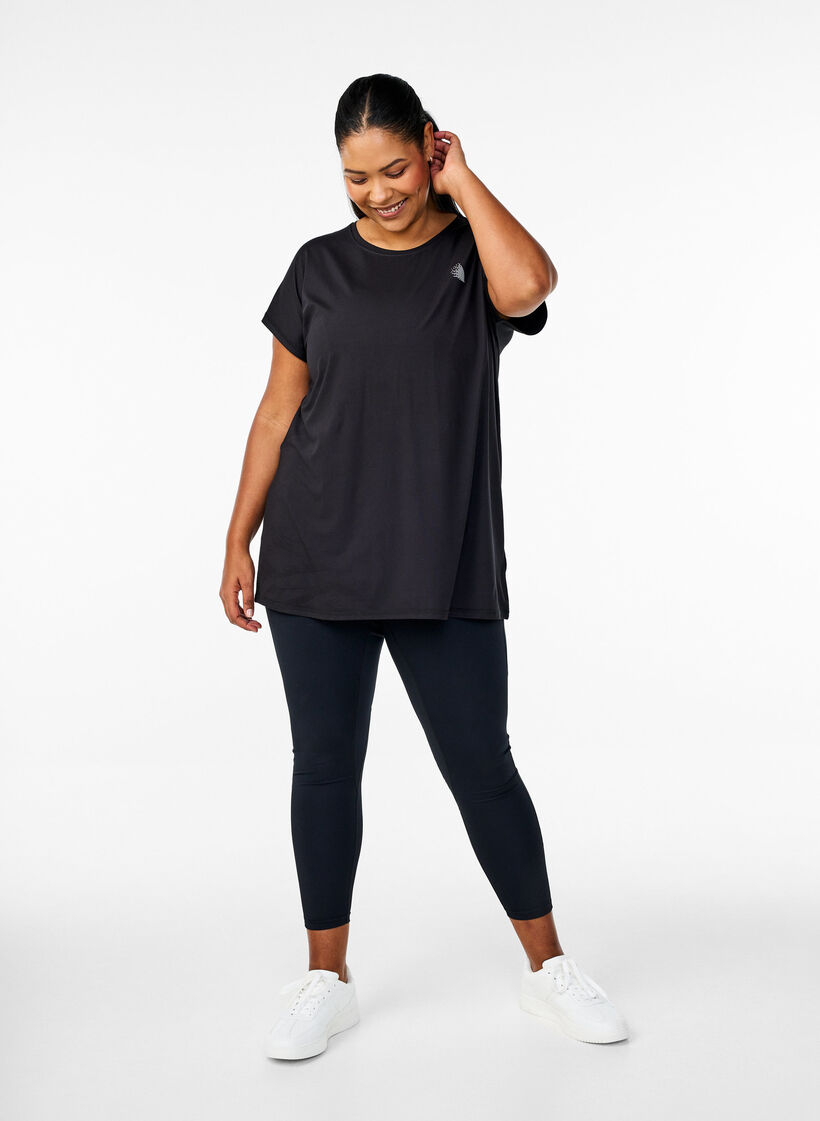 T-shirt long de sport, Noir, Model image number 1