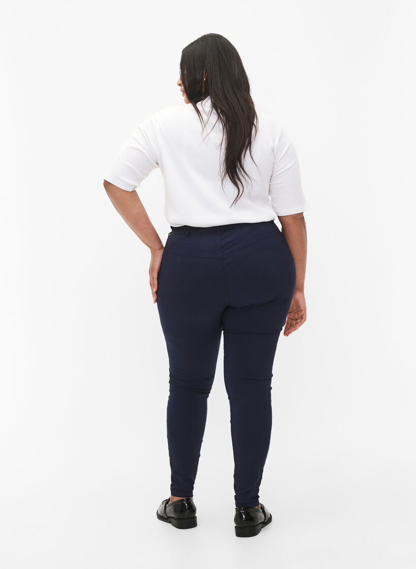 Pantalon moulant avec détails de fermetures éclairs , Bleu, Model image number 1