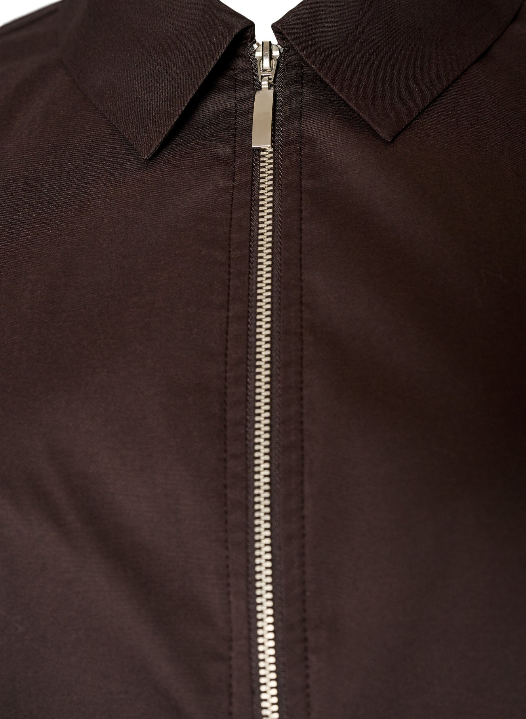ZizziChemise courte avec un zip &agrave; double curseur, Marron, Packshot image number 2