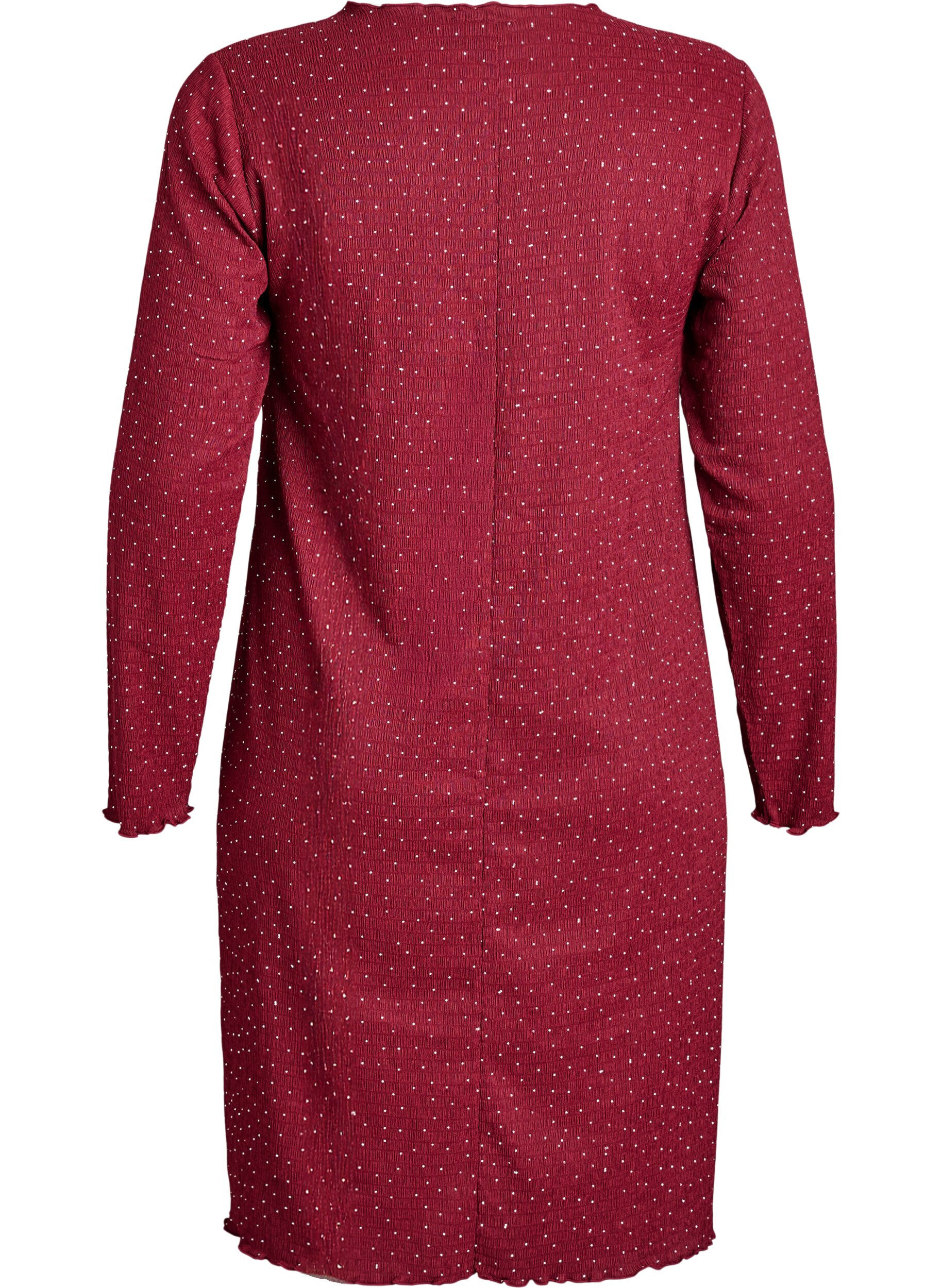 Zizzi Robe avec strass et bords festonn&eacute;s, Bordeaux fonc&eacute;, Packshot image number 1