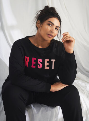 Sweatshirt avec texte, Black W. Reset, Image image number 0