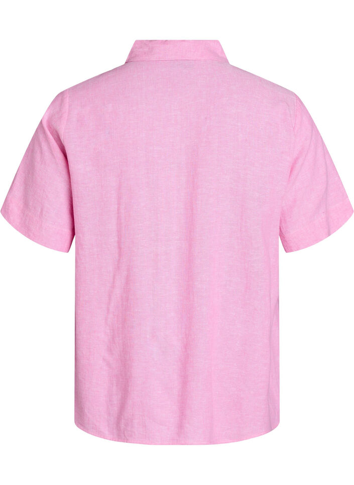 Chemise &agrave; manches courtes en lin et viscose, Rose, Packshot image number 1