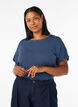 T-shirt ray&eacute; en viscose avec un col rond, Bleu, Model image number 0