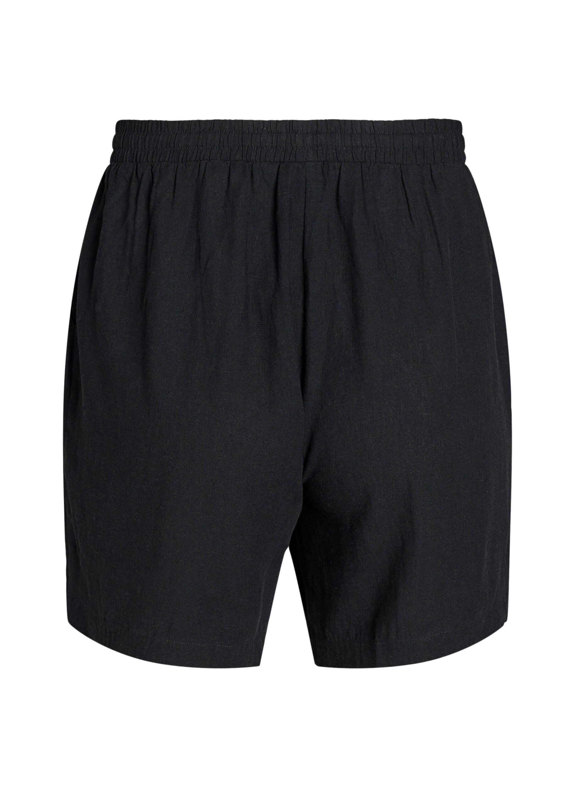 Zizzi Shorts amples en lin et viscose, Noir, Packshot image number 1