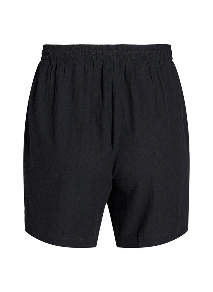 Shorts amples en lin et viscose, Noir, Packshot image number 1