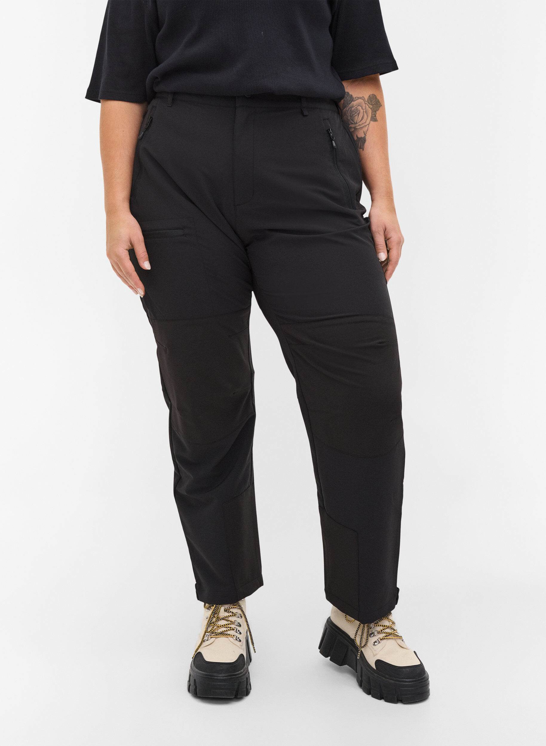 Zizzi Pantalon de randonn&eacute;e avec poches, Black, Model image number 2