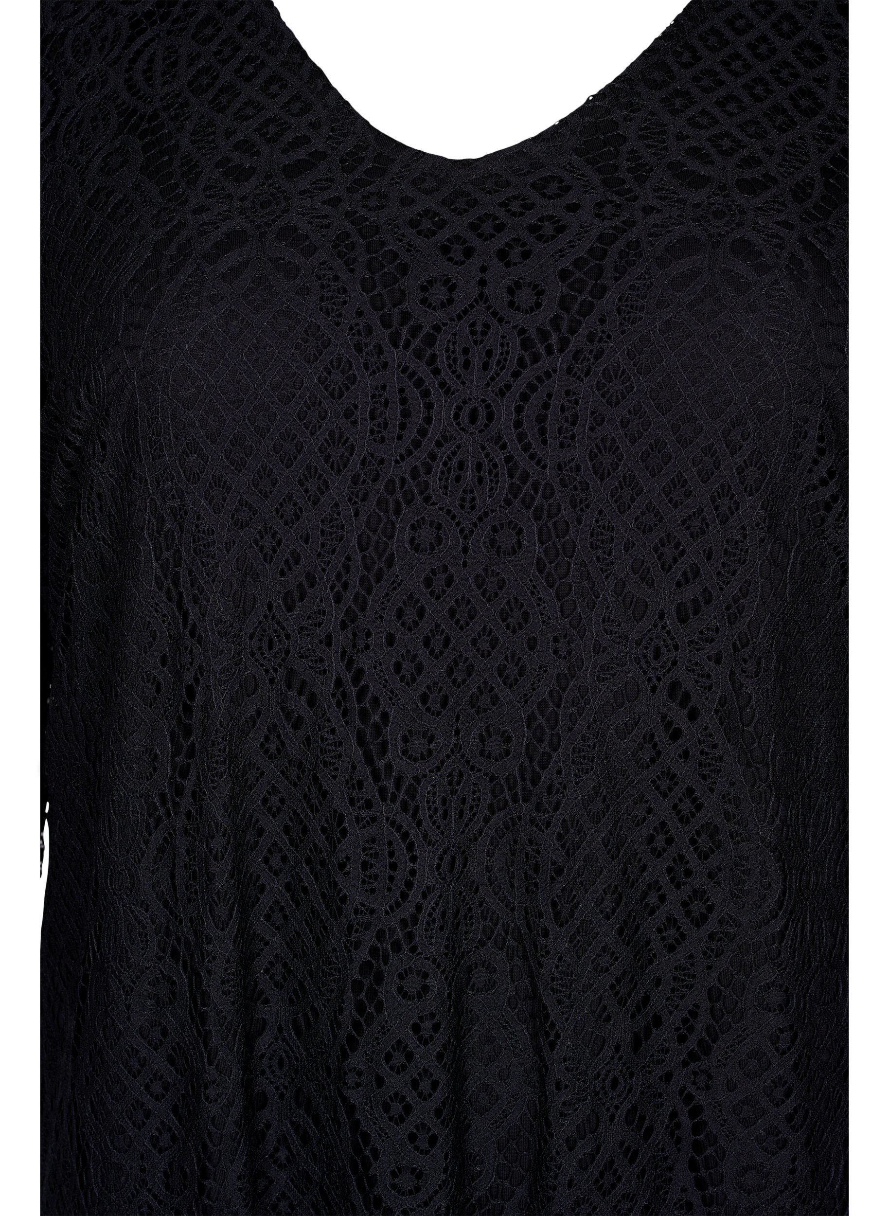Zizzi Robe en dentelle &agrave; manches 3/4, Black, Packshot image number 2