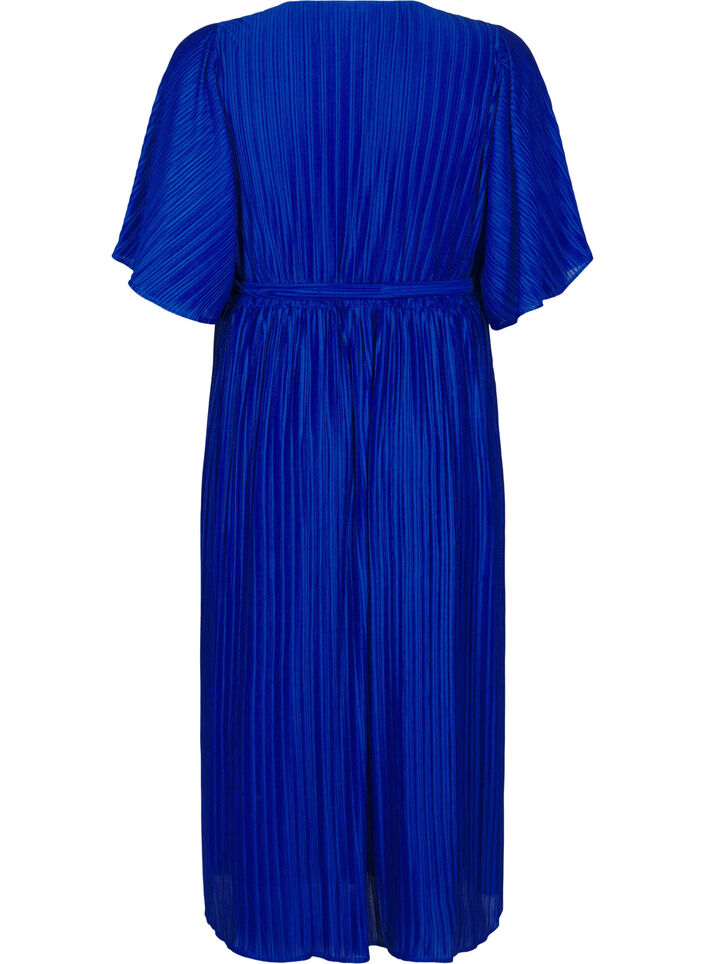 Robe midi pliss&eacute;e avec manches chauve-souris, Bleu, Packshot image number 1