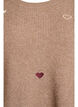 Pull &agrave; c&oelig;urs et manches 3/4, Marron, Packshot image number 2