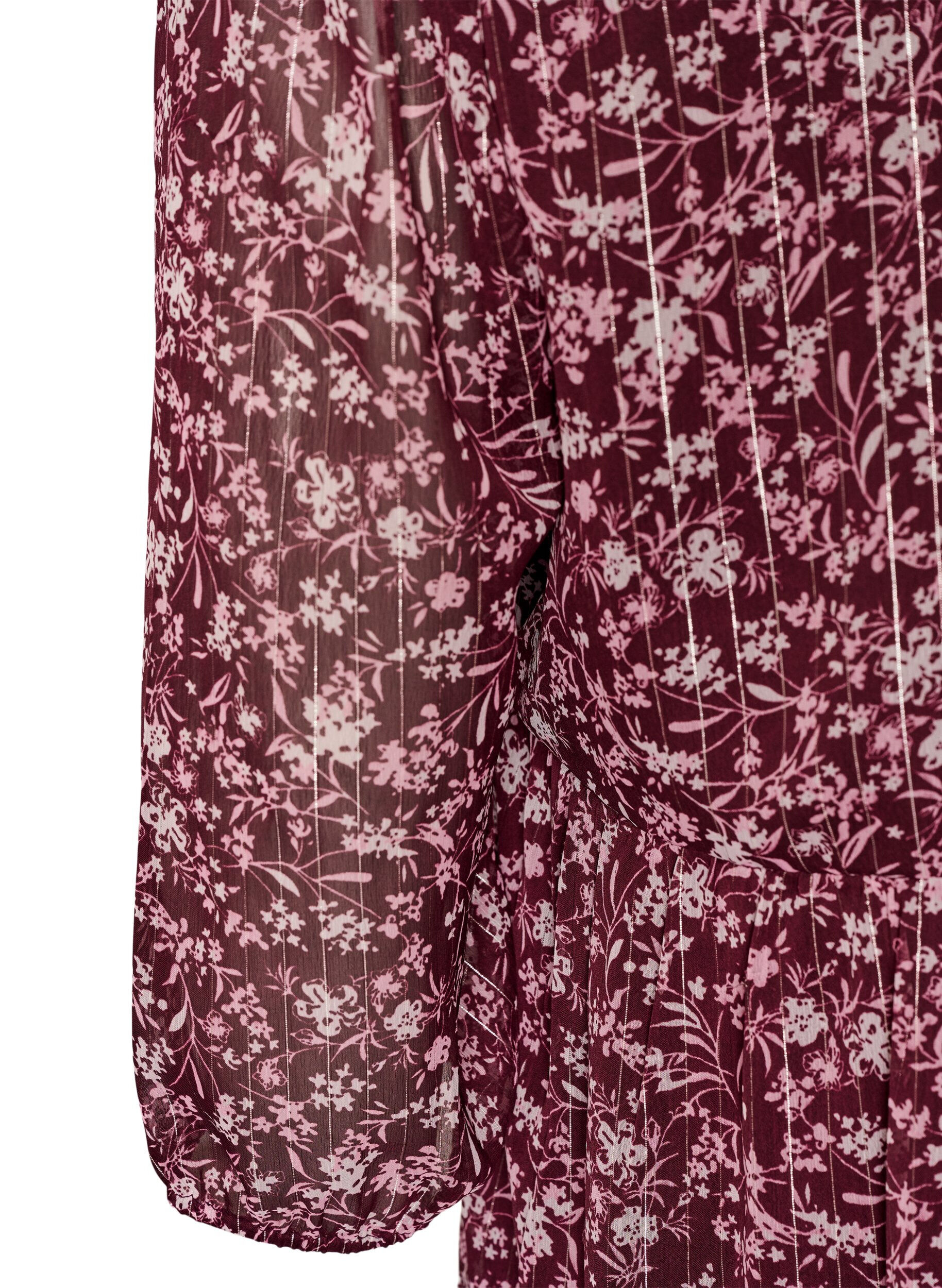 ZizziTunique &agrave; imprim&eacute; floral et fils scintillants, Bordeaux, Packshot image number 3