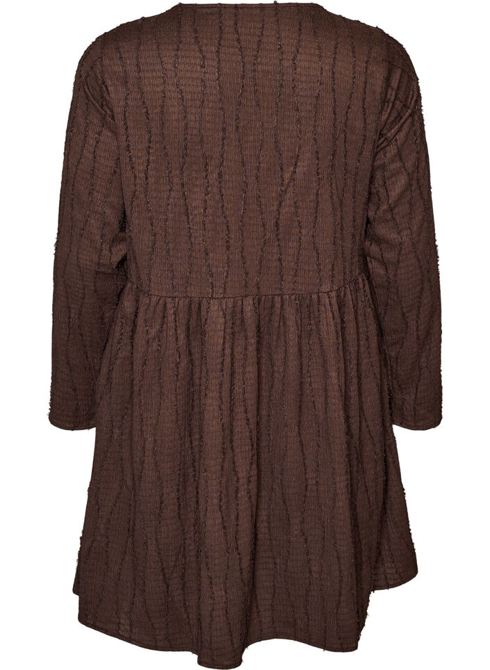 Robe courte en jersey &agrave; texture ondul&eacute;e, Marron, Packshot image number 1