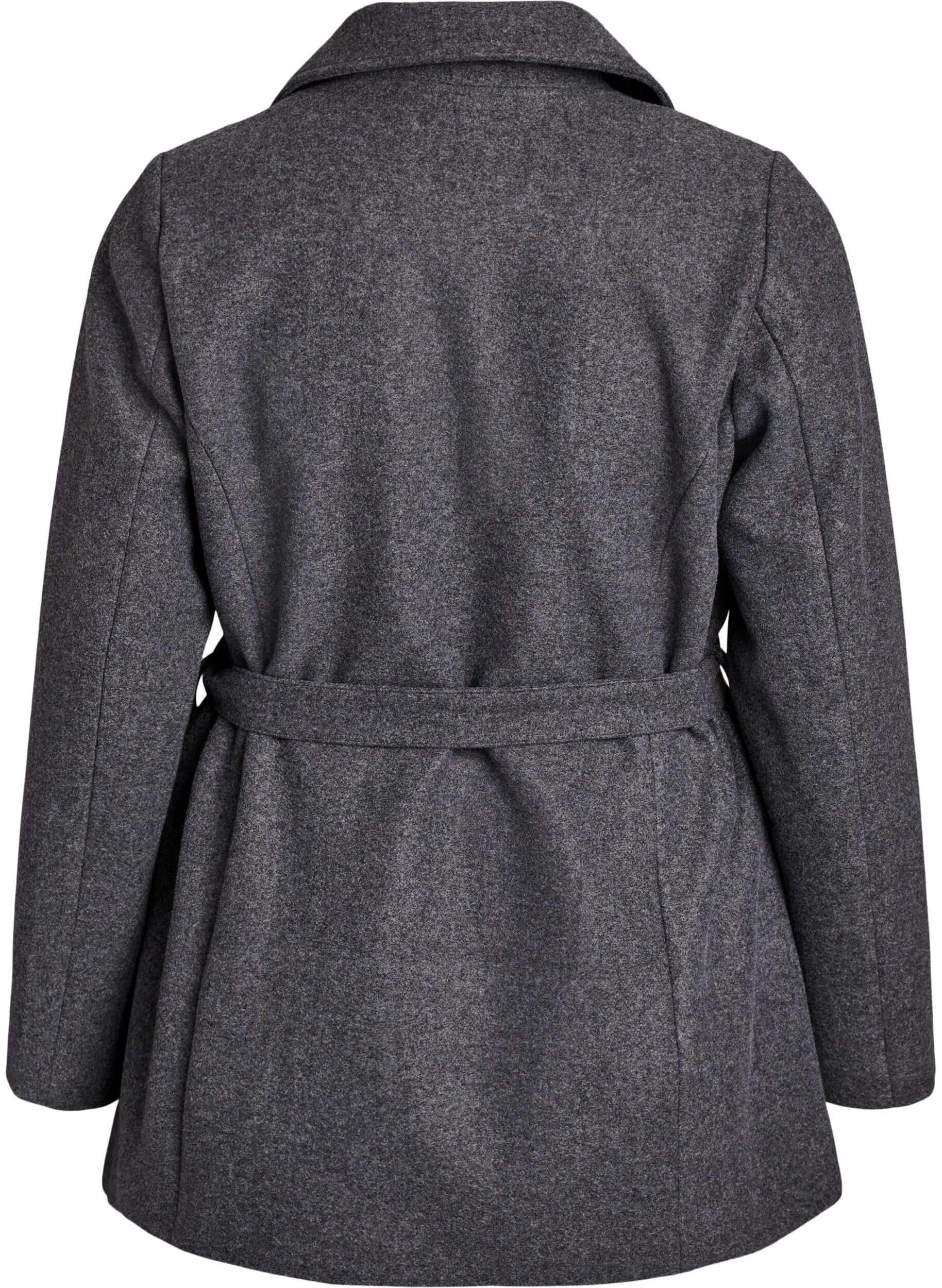 Zizzi Manteau court avec une ceinture, Gris, Packshot image number 1