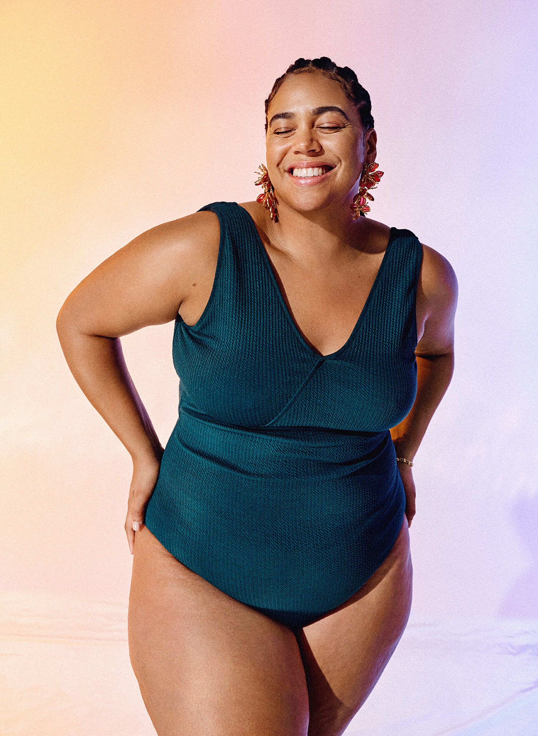 Zizzi Maillot de bain avec texture en cr&ecirc;pe et effet enveloppant., Dark Sea, Image image number 1