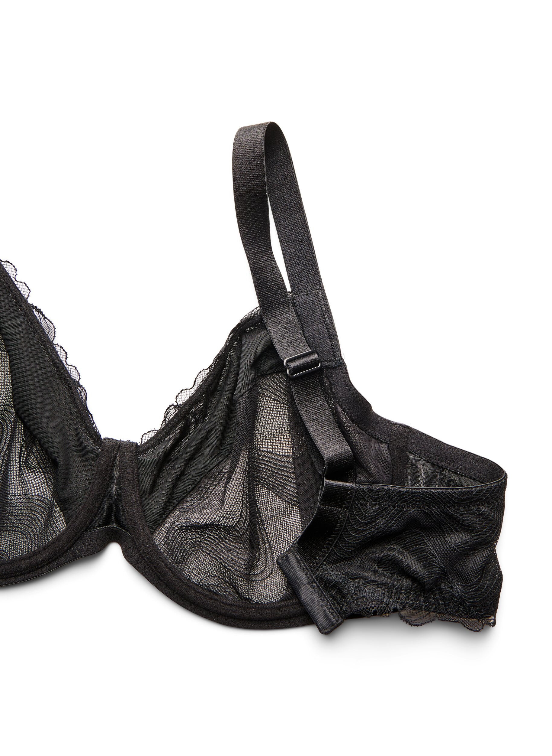 Zizzi Soutien-gorge embo&icirc;tant en maille &agrave; motif vagues, Noir, Packshot image number 3