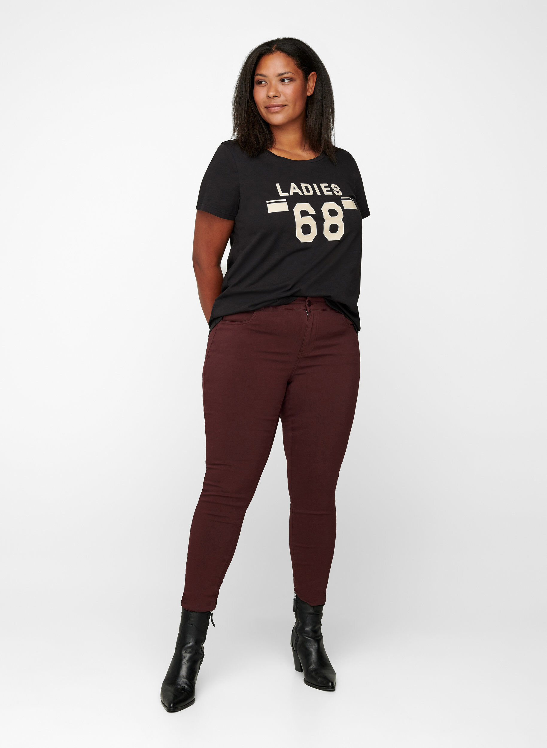Zizzi Pantalon, Bordeaux fonc&eacute;, Model image number 1