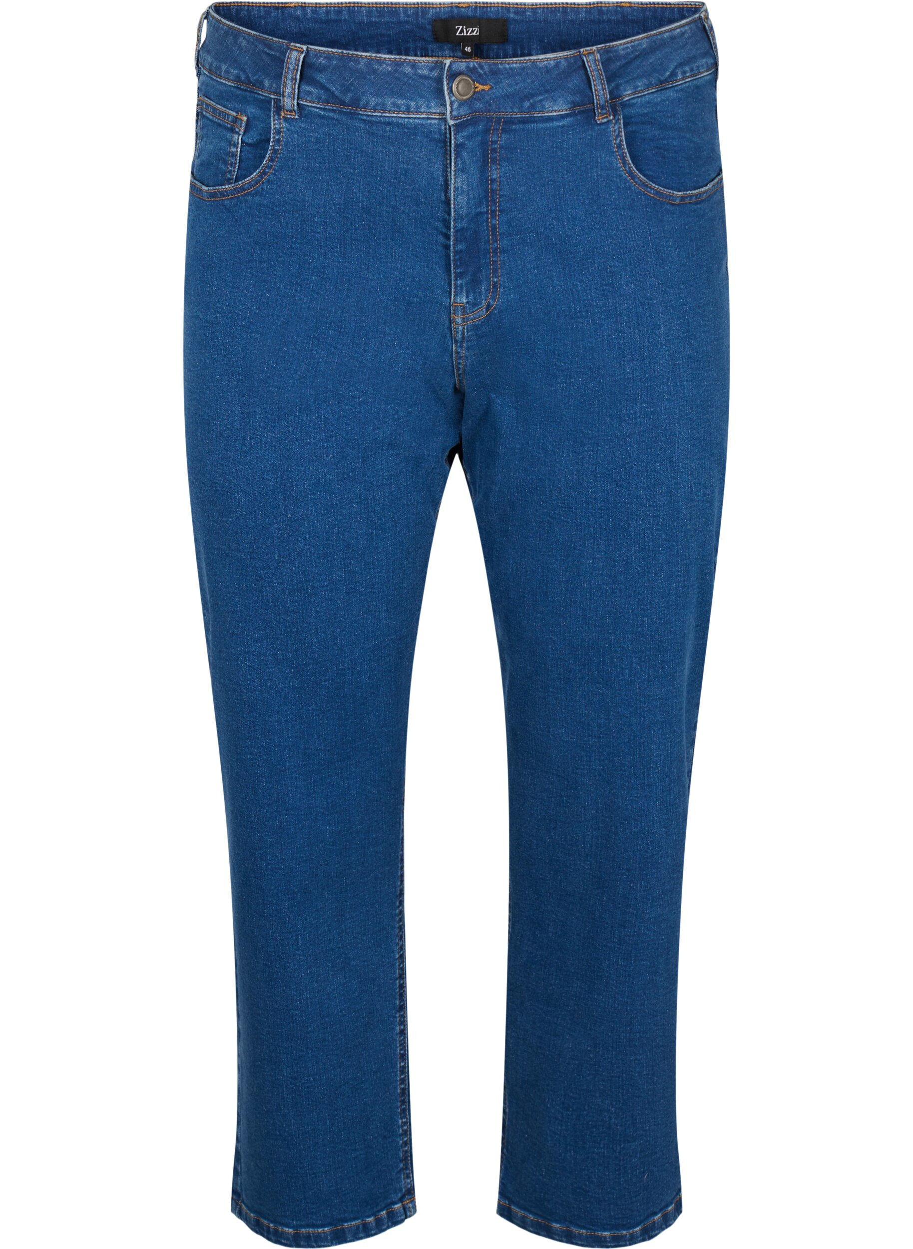 Zizzi Vera jeans cropped &agrave; coupe droite, Bleu, Packshot image number 0