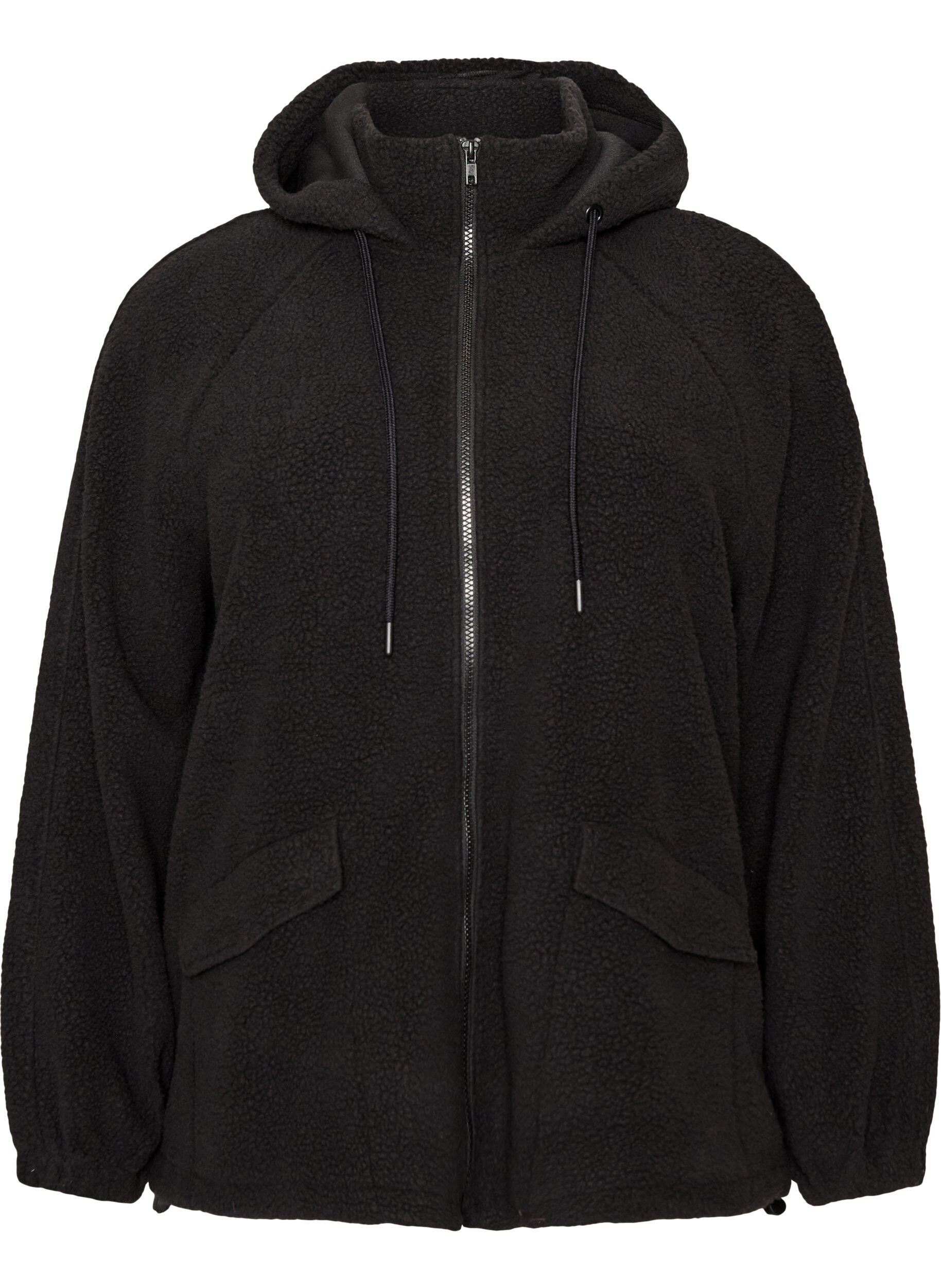 Veste teddy &agrave; capuche zipp&eacute;e