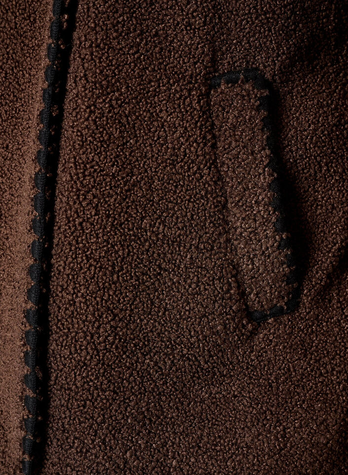 Veste teddy avec d&eacute;tails contrastants, Marron, Packshot image number 2