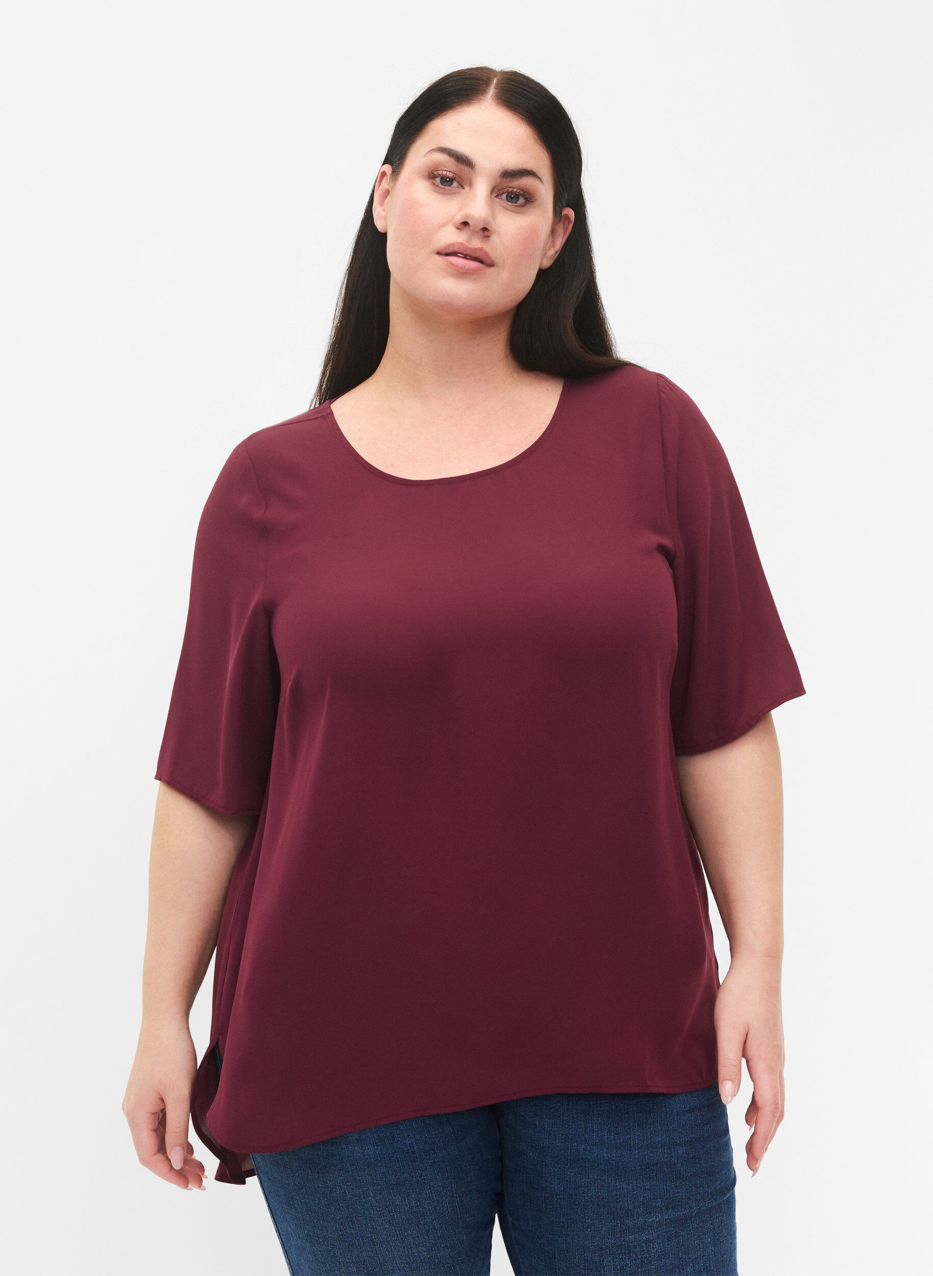 Zizzi Blouse avec d&eacute;tail en croix sur le dos, Port Royal, Model image number 0