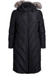 Long manteau d'hiver &agrave; fermeture &agrave; attaches et col en fausse fourrure, Noir, Packshot image number 0