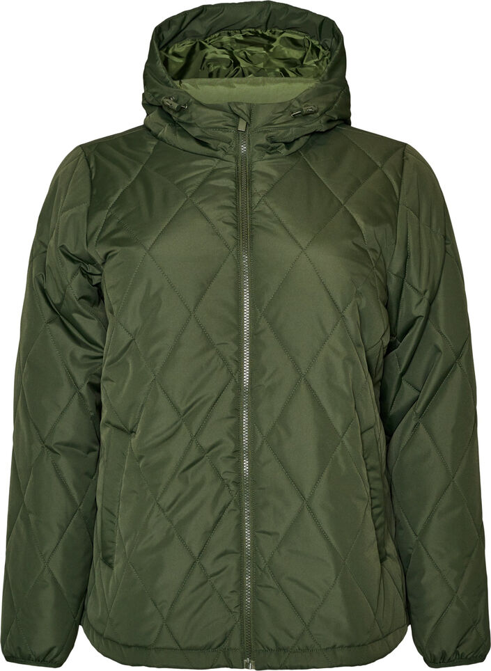 Veste l&eacute;g&egrave;rement matelass&eacute;e en losange, Vert, Packshot image number 0