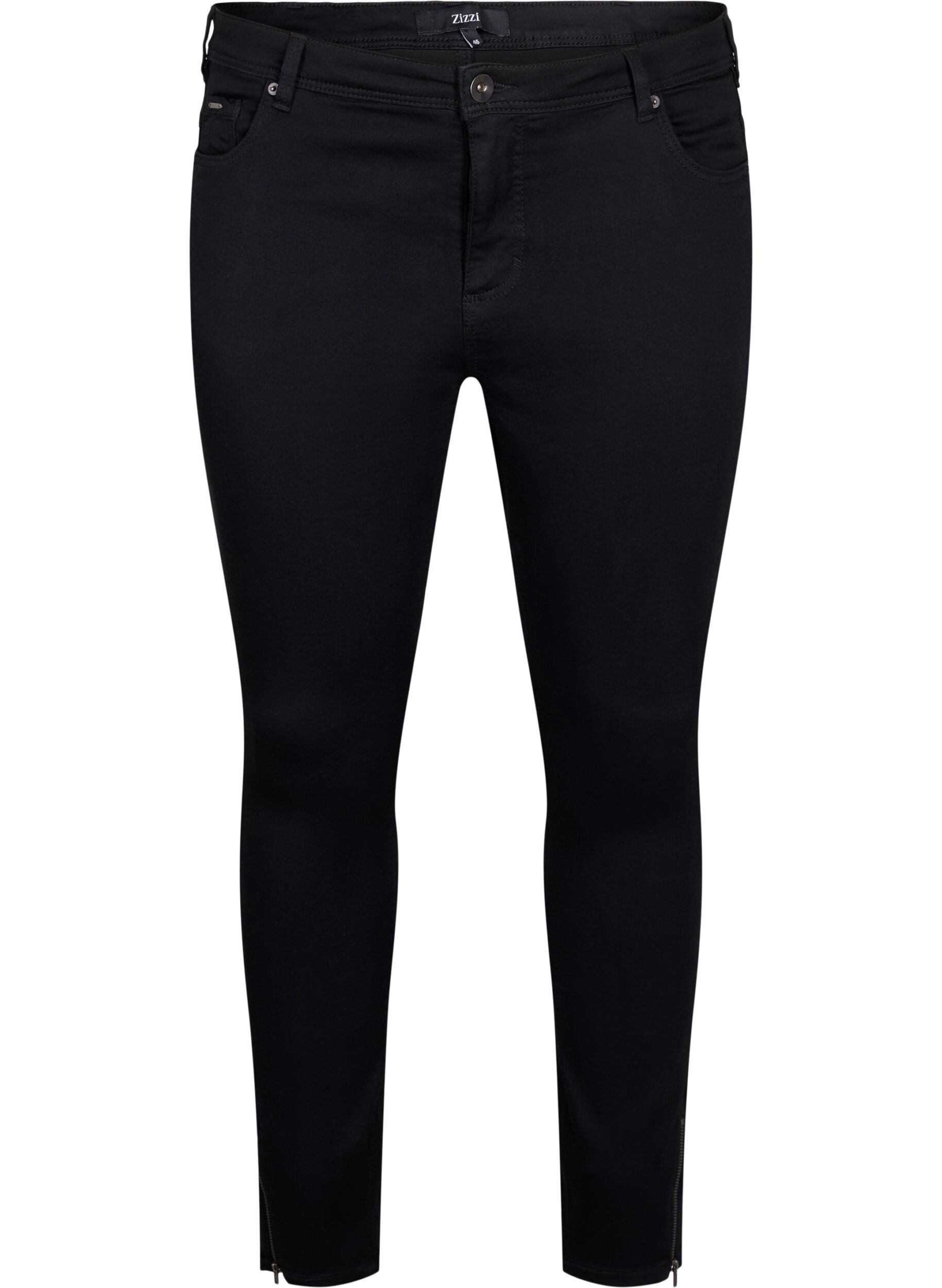 Zizzi Jean crop Amy avec d&eacute;tails zipp&eacute;s, Noir, Packshot image number 0