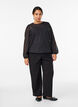 Blouse en mousseline avec un motif textur&eacute;, Noir, Model image number 1