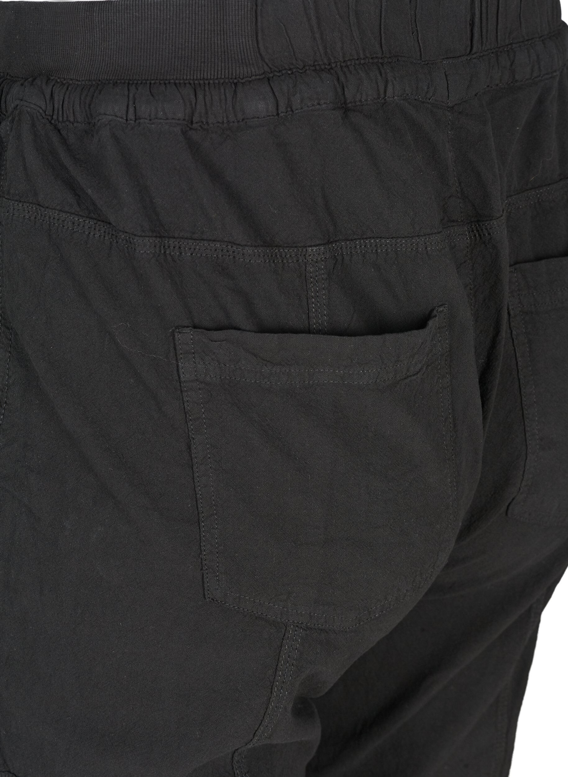 Zizzi Pantalon ample en coton, Noir, Packshot image number 3