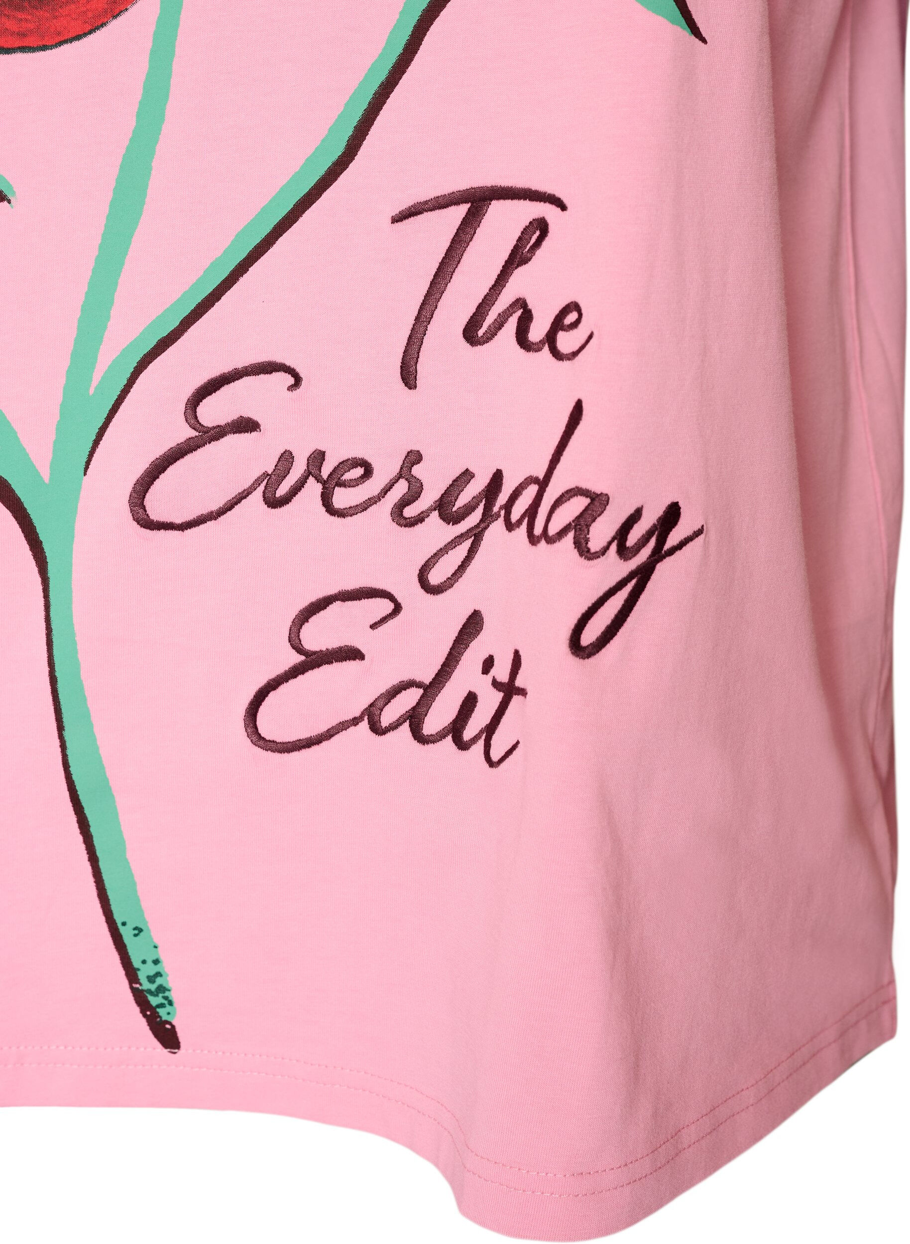 ZizziT-shirt en coton avec imprim&eacute; devant, Rose, Packshot image number 3