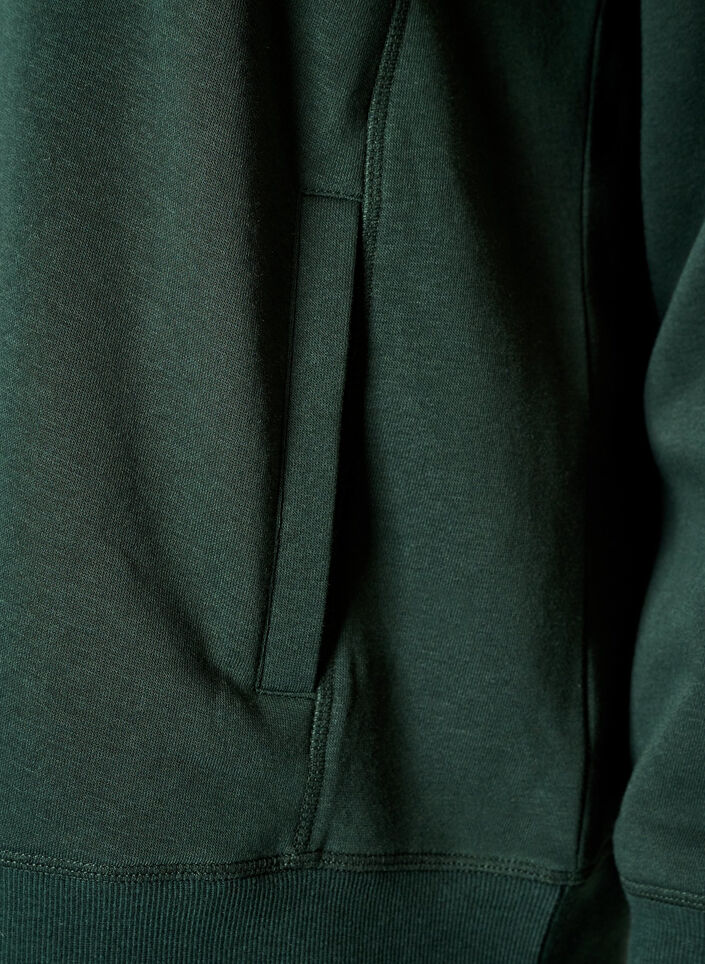 Sweat &agrave; col montant et poches, Vert fonc&eacute;, Packshot image number 3