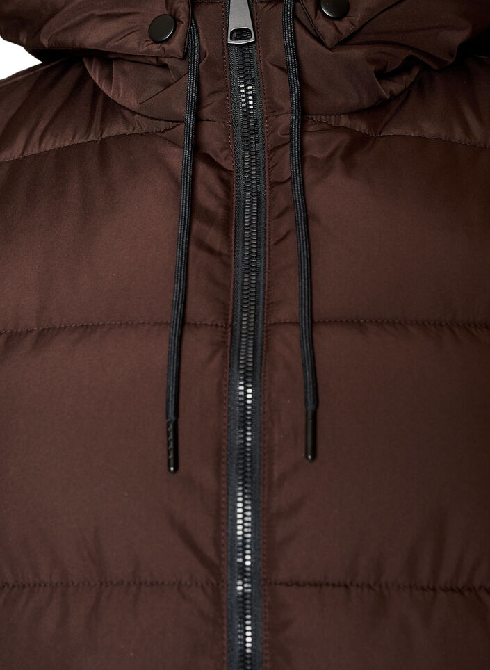 Gilet long avec capuche et poches, Marron, Packshot image number 2