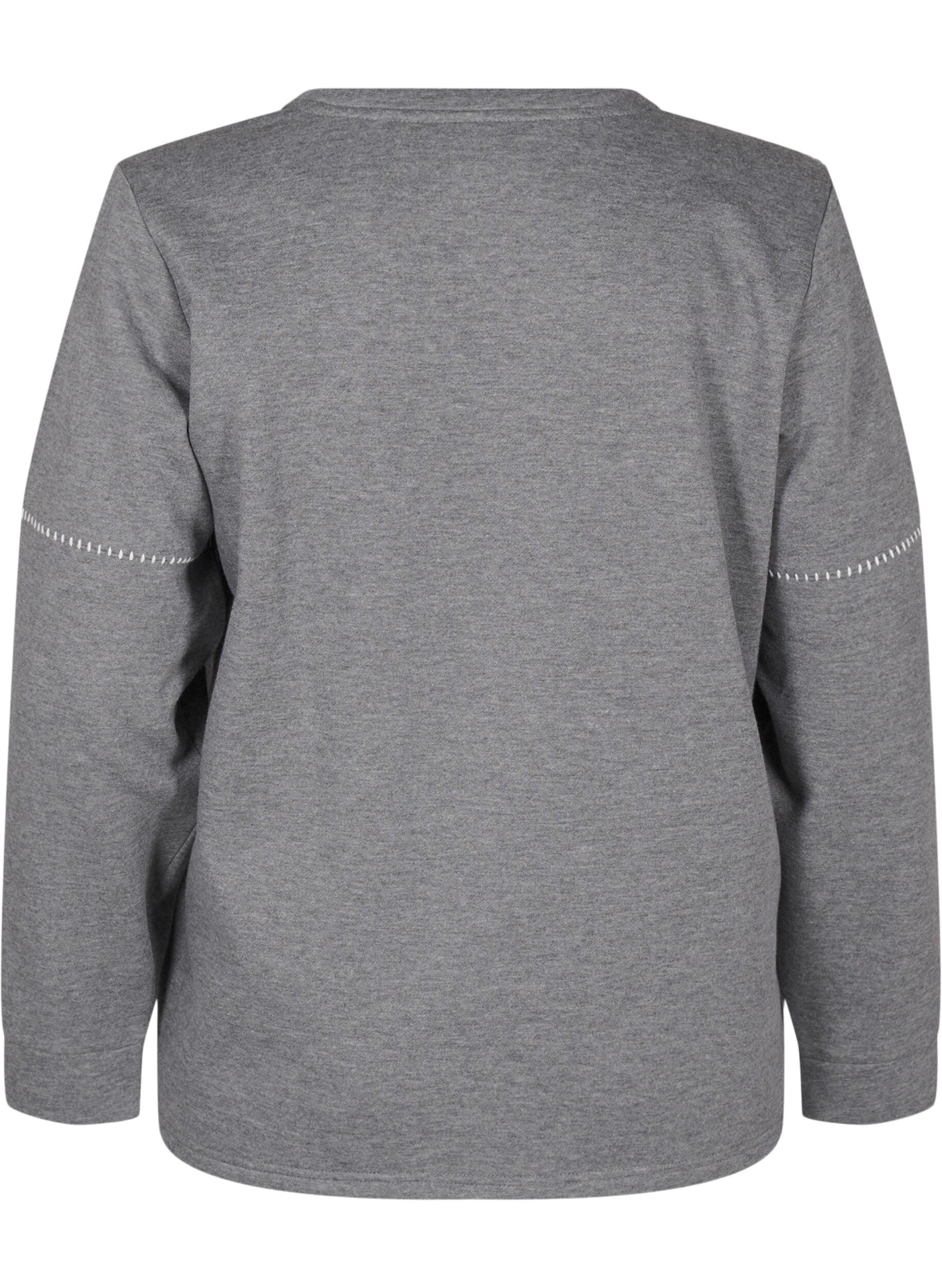 Zizzi Sweat-shirt avec coutures contrast&eacute;es, Medium Grey M&eacute;l, Packshot image number 1