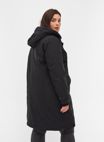 Veste d'hiver imperméable avec capuche et poches, Black, Model image number 1