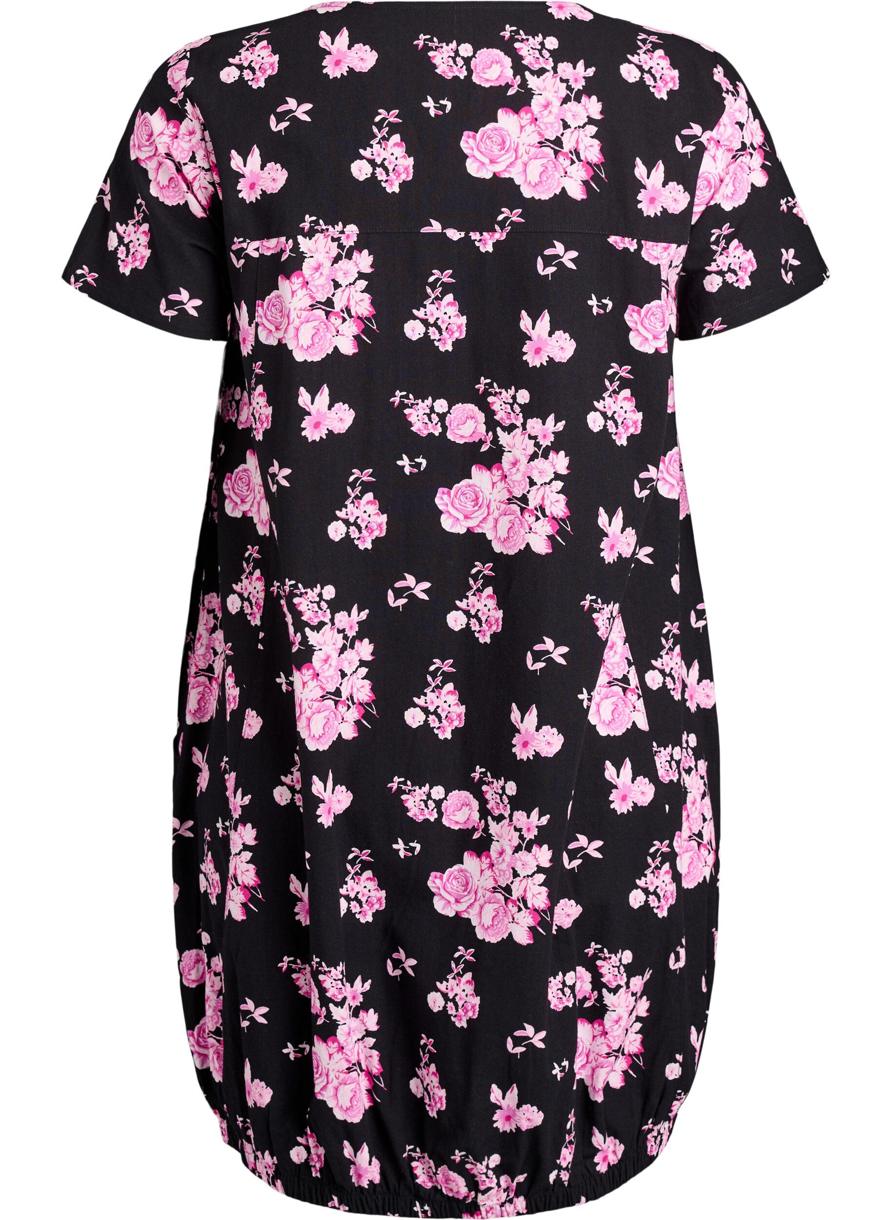 ZizziRobe en coton &agrave; manches courtes avec imprim&eacute;, Charbon, Packshot image number 1