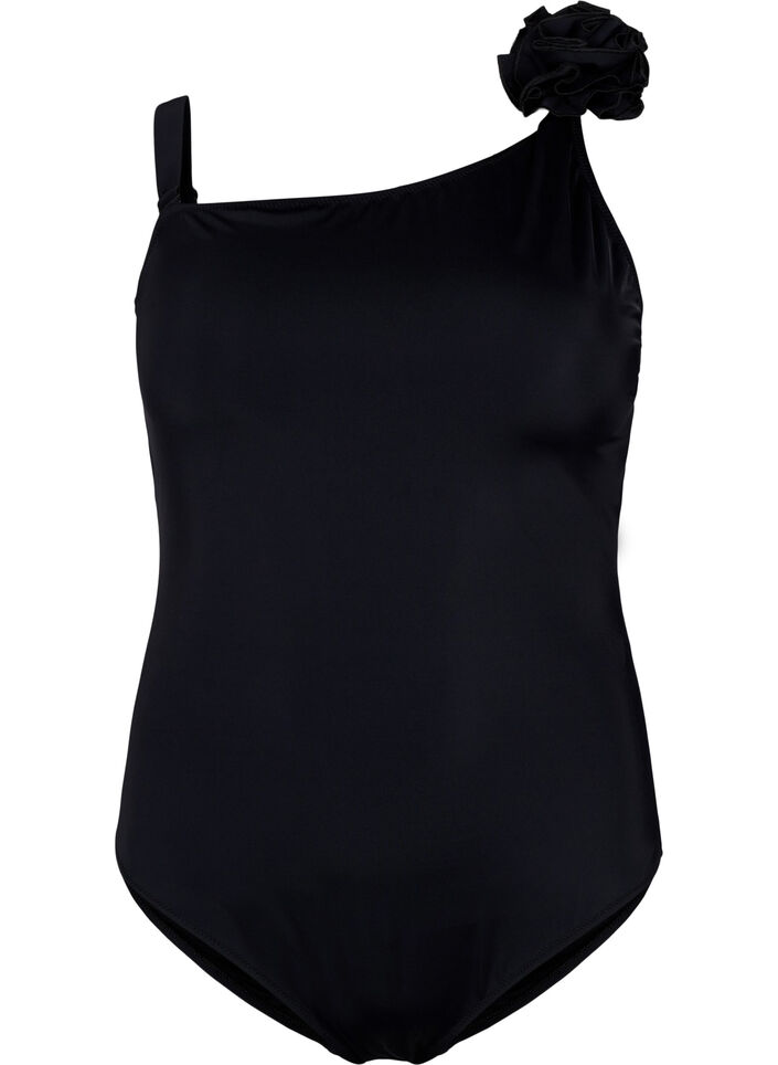 Maillot de bain à encolure asymétrique, Black, Packshot image number 0