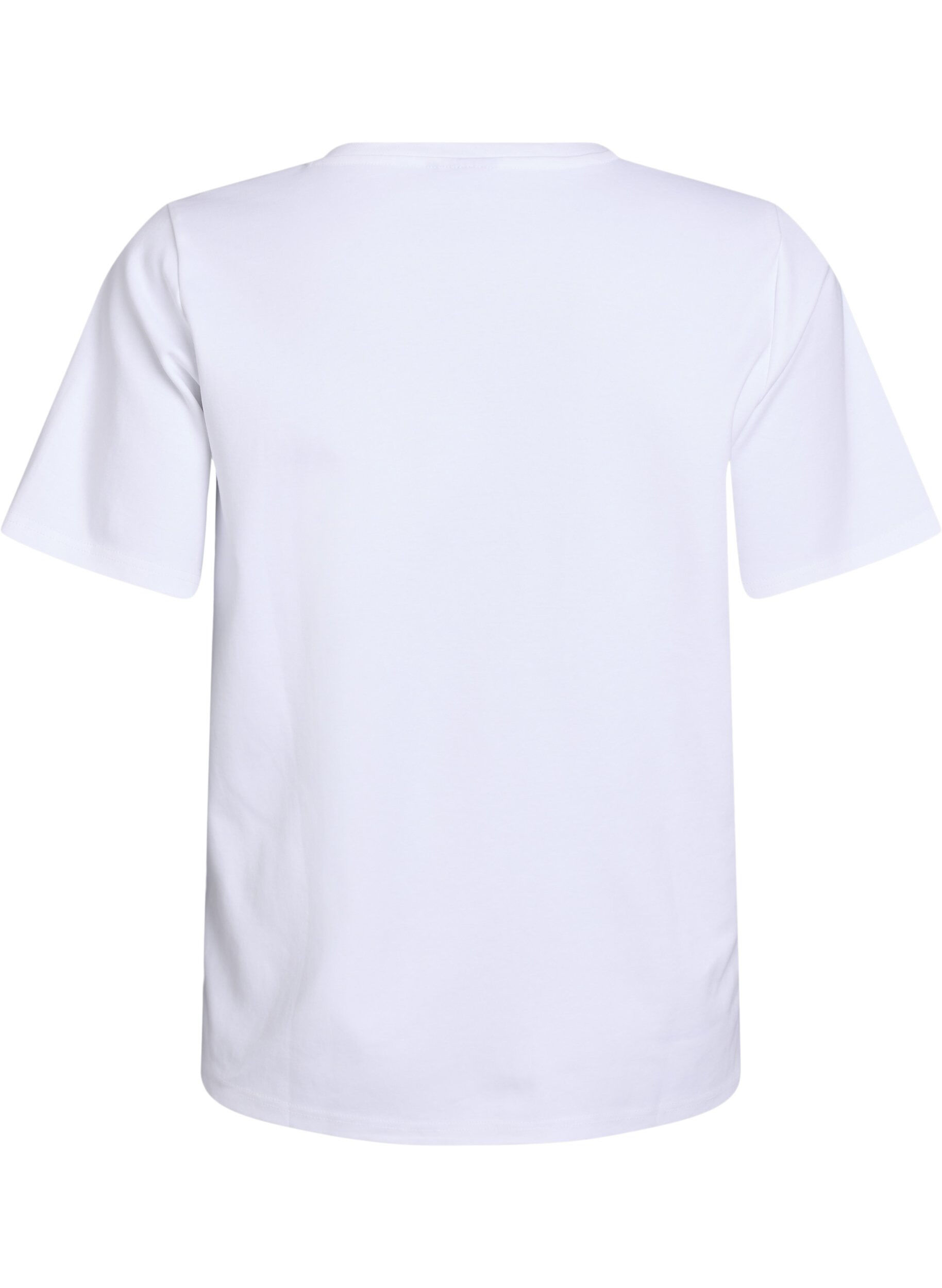 Zizzi T-shirt basique en coton bio avec col en V, Blanc, Packshot image number 1