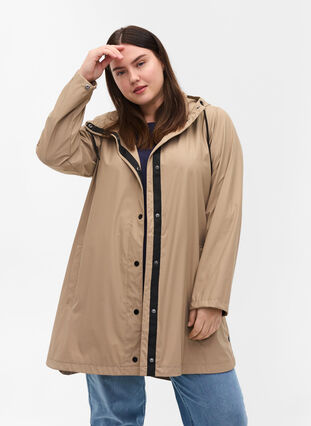 Manteau de pluie avec capuche et poches, Silver Min, Model image number 0