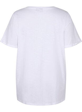 T-shirt à col en V surdimensionné de couleur unie, Bright White, Packshot image number 1