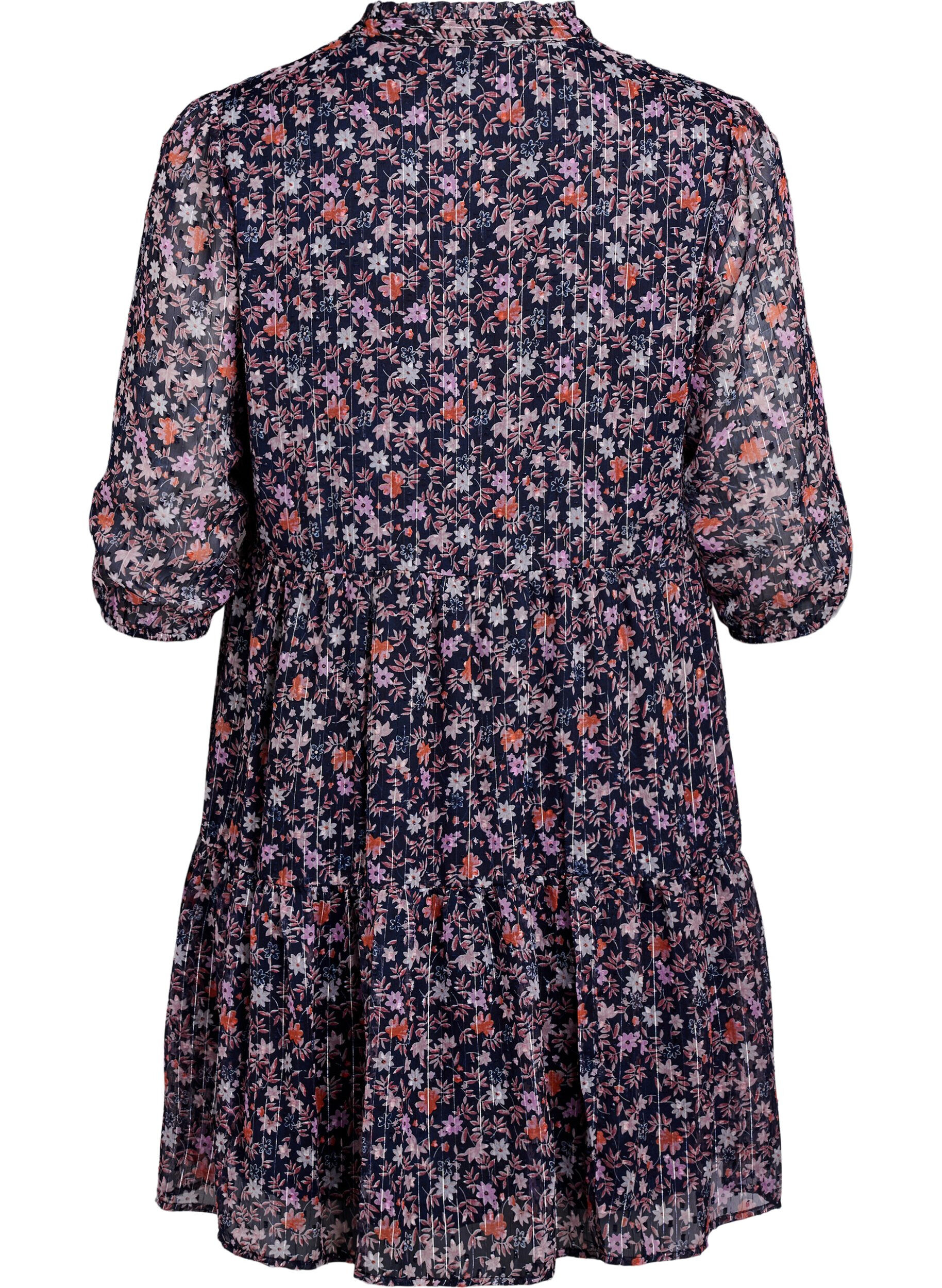 ZizziTunique &agrave; imprim&eacute; floral et fils scintillants, Bleu, Packshot image number 1