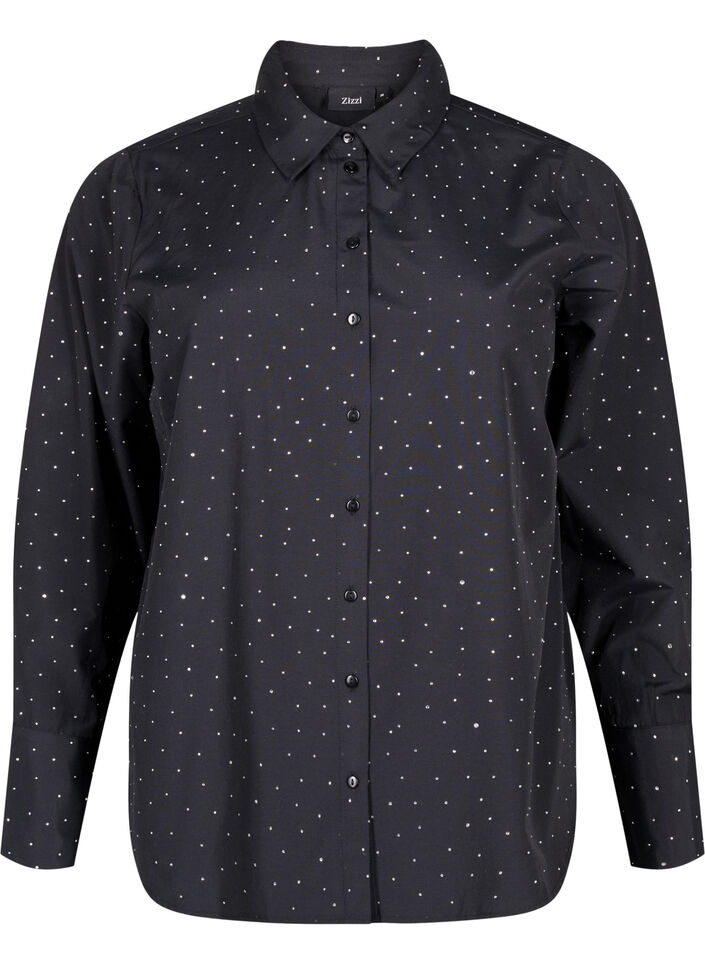 Chemise avec des strass, Black, Packshot image number 0