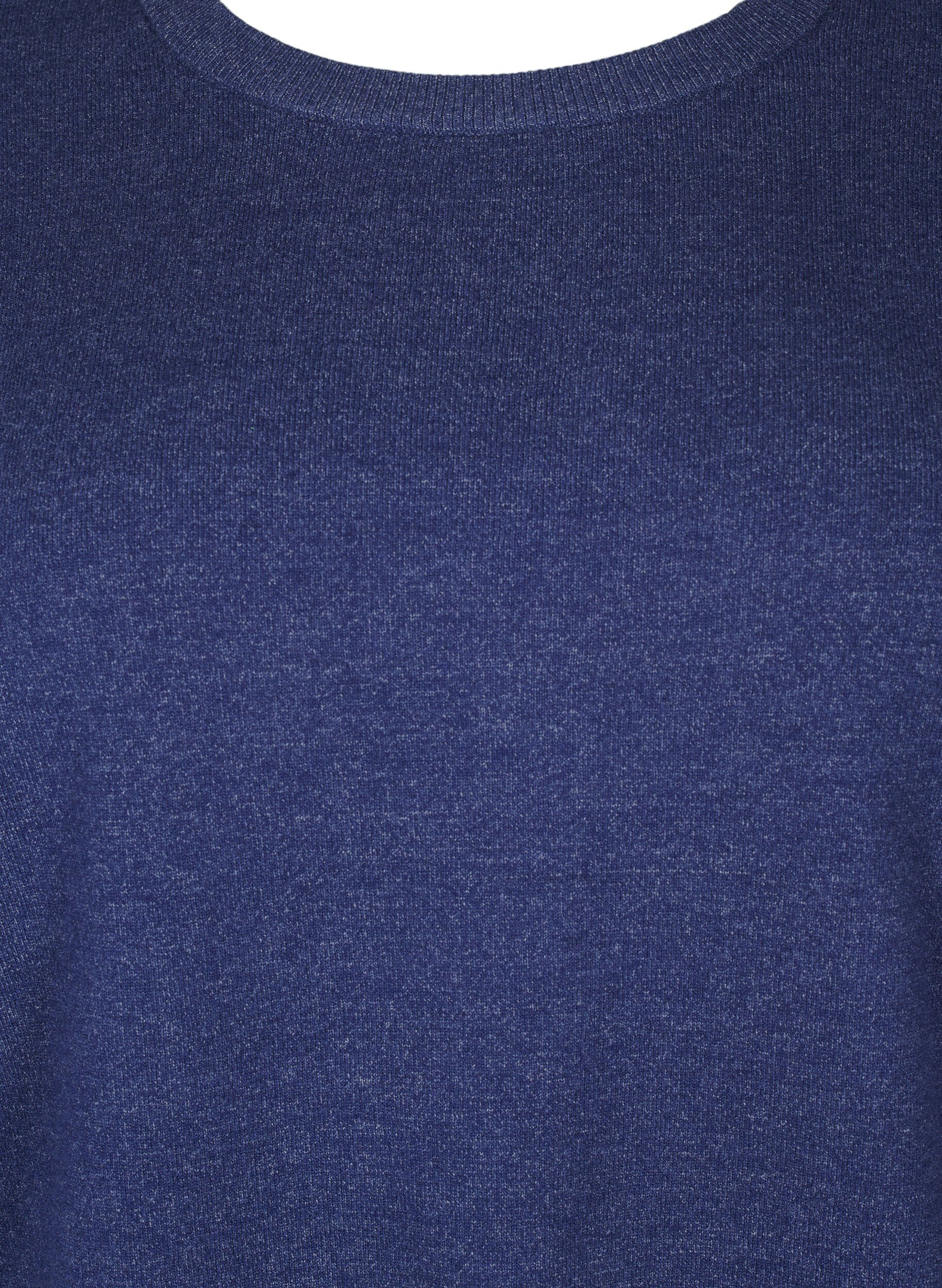 Zizzi Chemisier &agrave; manches longues en maille avec fente, Bleu, Packshot image number 2