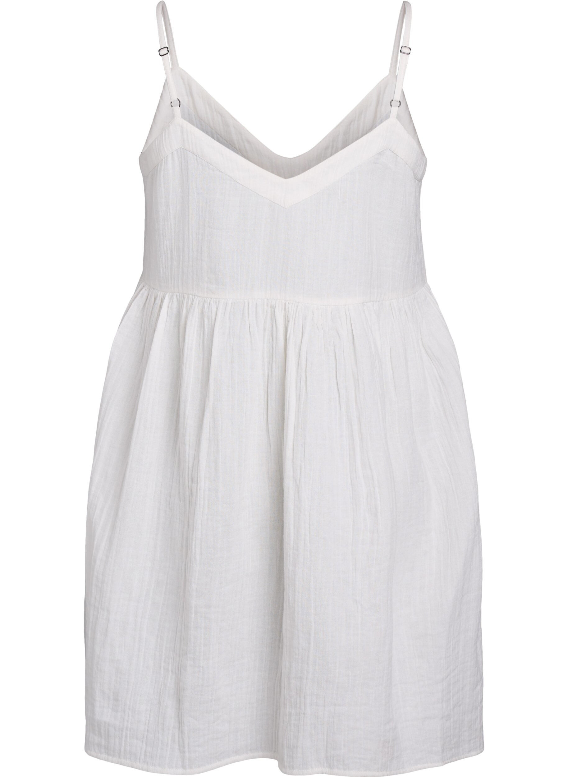 Zizzi Robe de plage en coton avec des bretelles fines, Vanille, Packshot image number 1