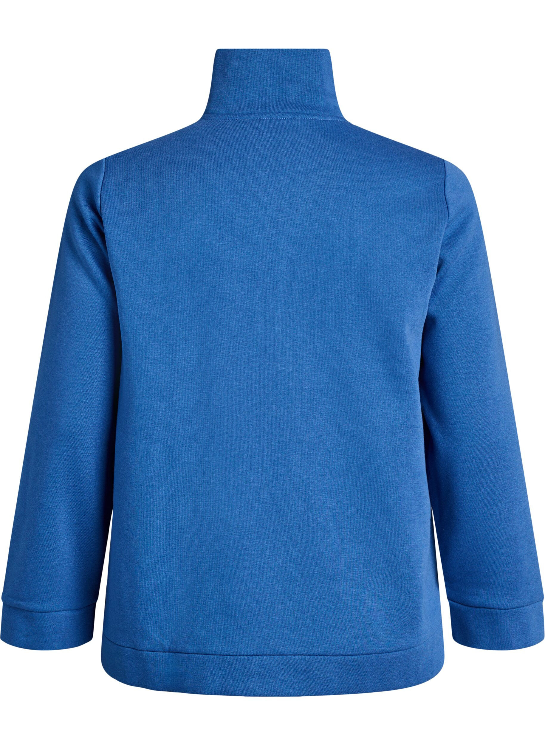 Zizzi Sweatshirt &agrave; col montant et fermeture zipp&eacute;e, Bleu, Packshot image number 1